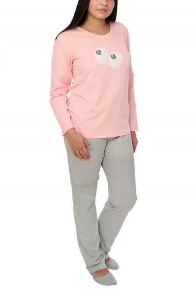 Pijamale dama din bumbac, Betty, roz (Marime pijama: M)