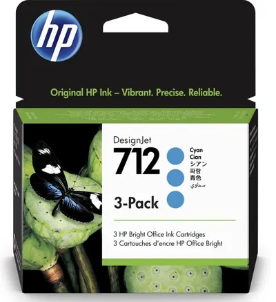 Cartuș de cerneală HP - 712, pentru DesignJet T230/T630/T650, 3-Pack, Cyan