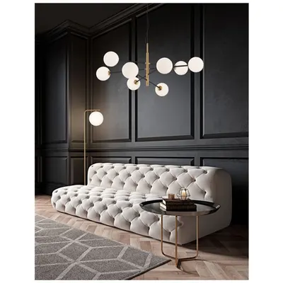 Lampa suspendata VITRA Satin Auriu & Negru Metal Alb Opal Sticla LED G9 8x5 Wat 220 Volt IP20 Fara bec