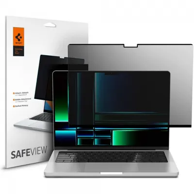 Folie Protectie Ecran Privacy Spigen Safe View Magnetic pentru Apple MacBook Pro 14inch (2026) / (2025) / (2024) / (2023) / (2022) / (2021), Plastic AFL06158