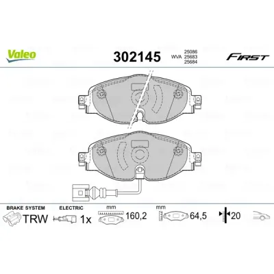 Set placute frana, frana disc VALEO 302145