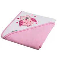 Prosop de baie cu gluga Akuku 80x80 cm din bumbac Bufnita roz