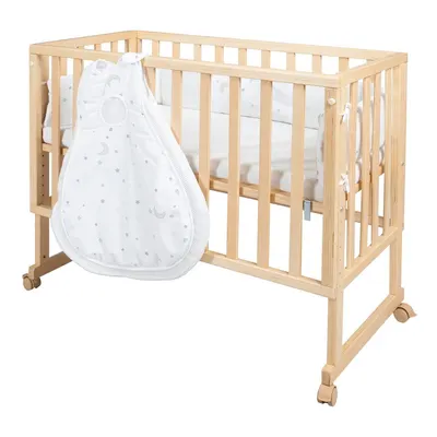 Pătuț în culoare naturală cu roți 90x45 cm Star Magic – Roba