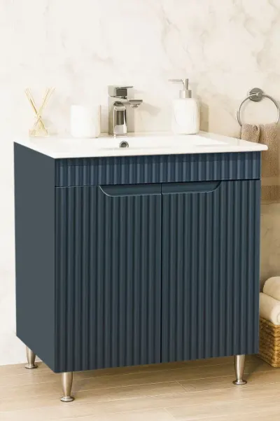 Set Baza front MDF si Lavoar seria 033, montat, 70 cm, antracit