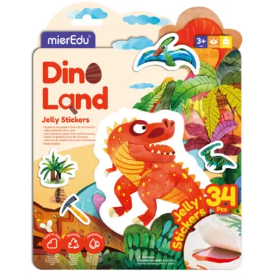 Set creativ cu stickere moi reutilizabile , Tinutul dinozaurilor