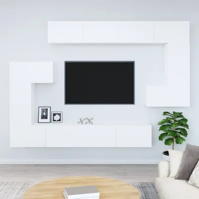 vidaXL Dulap TV montat pe perete, alb, lemn prelucrat