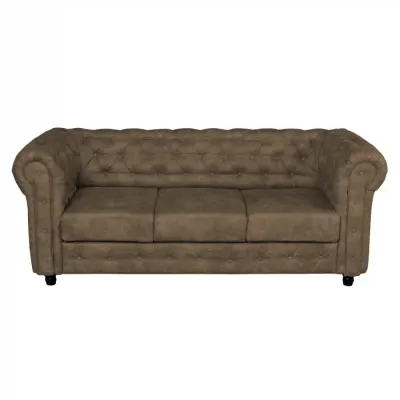 Canapea extensibila CHESTERFIELD, 3 locuri, cu arcuri, maro deschis, 205x90x80 cm