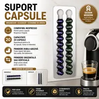 Suport pentru 20 Capsule Nespresso, Montare Adeziv 3M Inclus