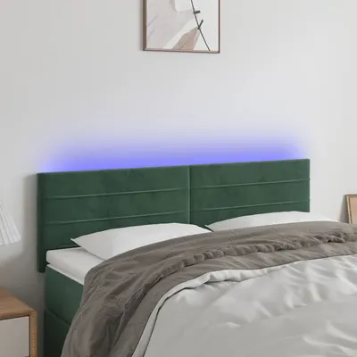Gossi tablie de pat cu led, verde inchis, 144x5x78/88 cm, catifea