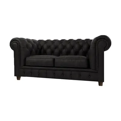 Canapea neagră cu tapițerie din catifea 184 cm Cambridge – Ropez