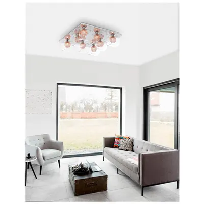 Plafoniera CECELIA Crom Aluminiu Sticla clara & Rose Auriu Frame G9 8x33 Wat 230 Volt IP20 Fara bec