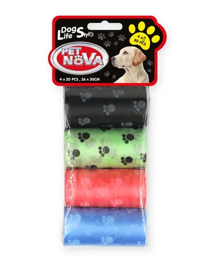PET NOVA Dog Lifestyle Pungi excremente, 4 role x 20 buc