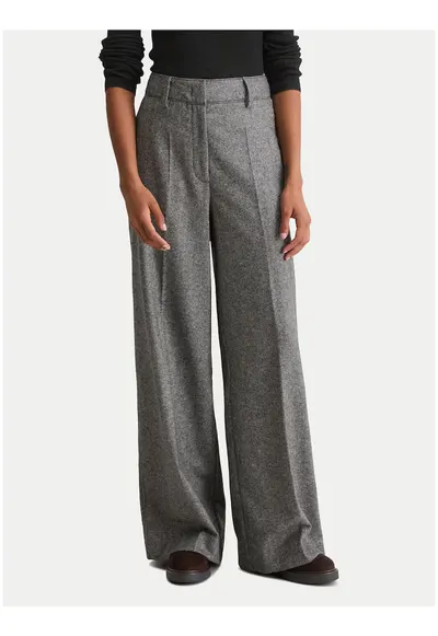 Pantaloni dama - gri - material textil - croiala ampla - casual