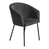 Scaun de sufragerie gri închis cu cotiere tapițat Easton – Unique Furniture