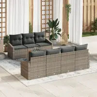 Gossi set canapea de 8 piese pentru gradina cu pernite gri poliratan acacia