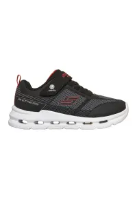 Pantofi sport Glide-Step de plasa si piele ecologica cu LED-uri - Negru/Gri/Rosu vermillion