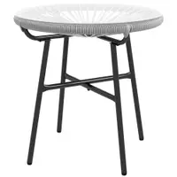 Outsunny Masă de cafea rotundă de grădină din răchită aspect rotin metal și blat sticlă securizată Ø 50 x 50 cm gri | Aosom Romania