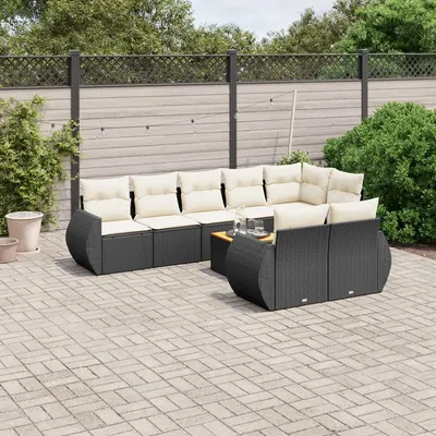 Gossi set mobilier de gradina cu perne, 9 piese, negru, poliratan