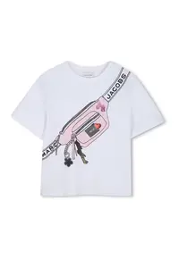 Tricou cu decolteu la baza gatului si model grafic - Alb/Negru/Roz pal