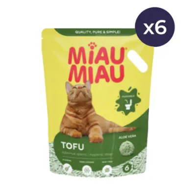 Set 6 Buc X Asternut igienic pentru pisici Miau Miau Tofu Aloe Vera 6L