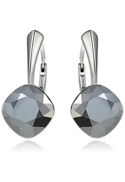 Cercei Argint 925 placat cu rodiu cu cristale® Princess Square 10mm - Argintiu