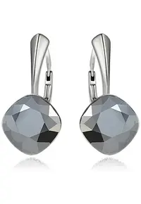 Cercei Argint 925 placat cu rodiu cu cristale® Princess Square 10mm - Argintiu