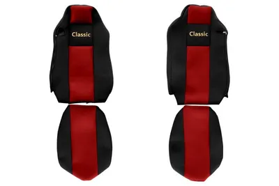 Set huse scaun textil camion compatibile cu MAN TGX (01.2007-12.2017) si MAN TGX 01.2018+ cu scaune Isri, Rosu