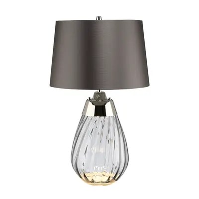 Veioza Lena 2 Light Small Smoke Table Lamp with Off-white Shade