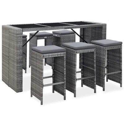 Gossi set mobilier bar de gradina cu perne, 7 piese, gri, poliratan
