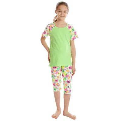 Pijama 3/4 fete AV2429 vernil/inimioare Love, Andana | marimea 36 (9/10 ani)