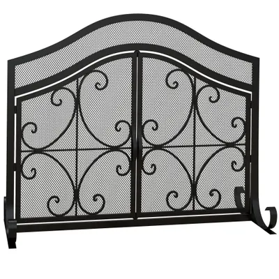 HOMCOM Grilaj de protecție pentru șemineu panou unic din plasă de oțel 105 x 40 x 80,5 cm negru | Aosom Romania