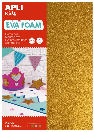 Set de foi APLI - 20 х 30 cm, cu sclipici, din Eva foam (4 bucati)