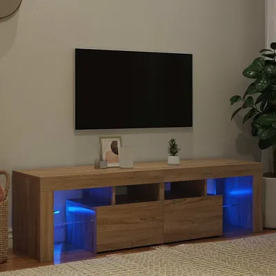 vidaXL Comodă TV cu lumini LED, stejar sonoma, 140x36,5x40 cm