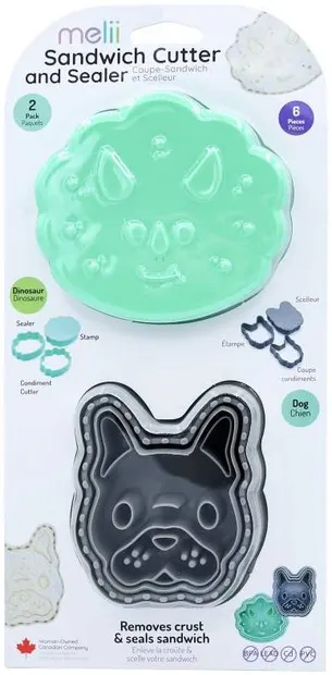 Set forme pentru sandvișuri Melii - Dinosaurus și buldog, 2 buc.