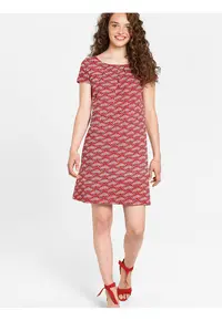 Rochie din amestec de bumbac organic cu maneci scurte -