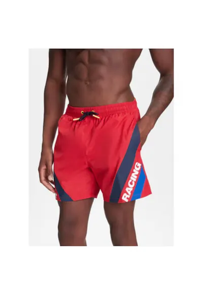 Pantaloni scurti de baie barbati RMB10007 - Poliester - Rosu - Rosu