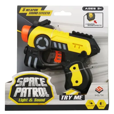 Pistol de jucarie cu lumini si sunete, Space Patrol, Galben