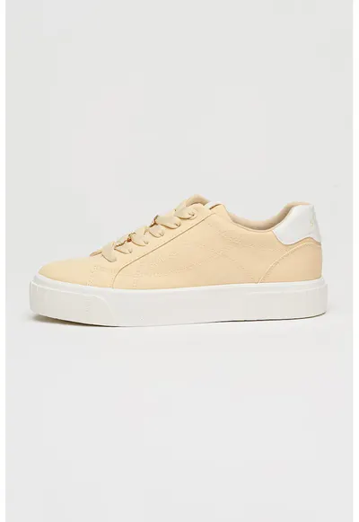 Pantofi sport low cut din material textil - Bej deschis