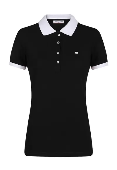 Tricou polo din amestec de bumbac - Alb/Negru