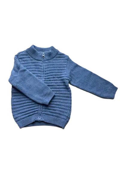 Pulover copii cardigan albastru - 100% bumbac - fermoar - stil elegant
