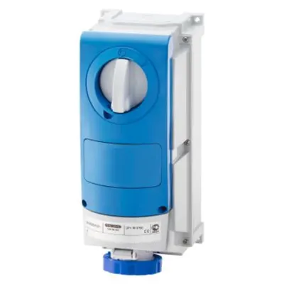 Priza industriala cu interblocaj verticala - WITH BOTTOM - WITHOUT FUSE-HOLDER BASE - FOR HEAVY-DUTY USE - 3P+N+E 16A 200 - 250V - 50/60HZ 9H - IP66