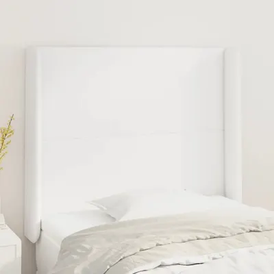 vidaXL Tăblie de pat cu aripioare, alb, 103x16x118/128 cm, piele eco