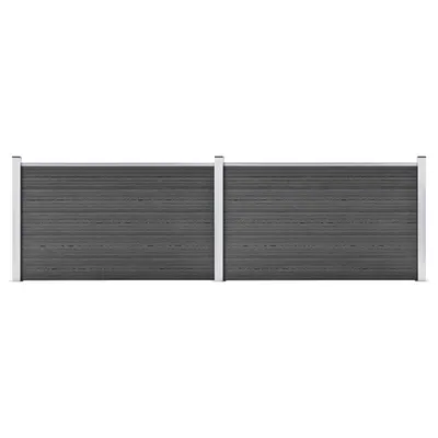 vidaXL Set de panouri de gard, negru, 353 x 105 cm, WPC
