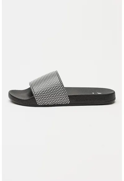 Papuci cu model monograma - Alb/Negru