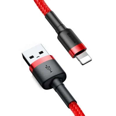 Cablu Date si Incarcare USB-A - Lightning Baseus Cafule, 18W, 2m, Rosu CALKLF-C09