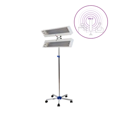 Dispozitiv de dezinfectie cu lumina ultravioleta UV-C (lampa UV-C) LBA DUPLEX 4x15W, cu montare pe stativ mobil