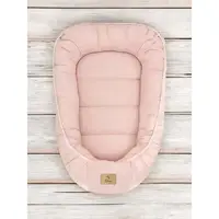 Cosulet pentru bebelusi Qmini Powder Pink Baby Nest 55x75 cm, husa din muselina dubla