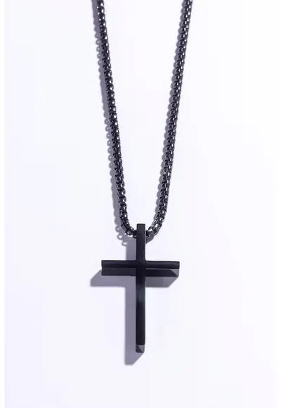 Colier cu pandantiv cruce elegant - Negru