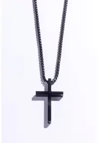 Colier cu pandantiv cruce elegant - Negru