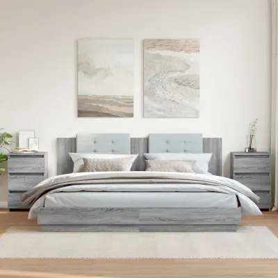 vidaXL Noptiere, 2 buc., gri sonoma, 40x35x62,5 cm, lemn prelucrat